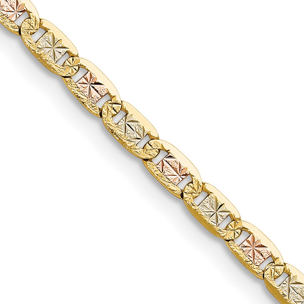 14k 3.2mm Tri-color Gold Pavé Valentino Chain