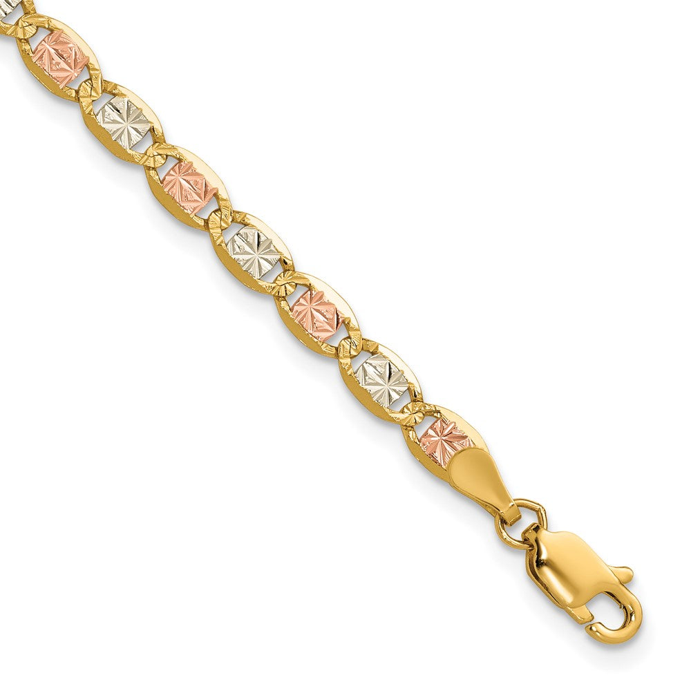 14k 3.8mm Tri-color Gold Pavé Valentino Chain