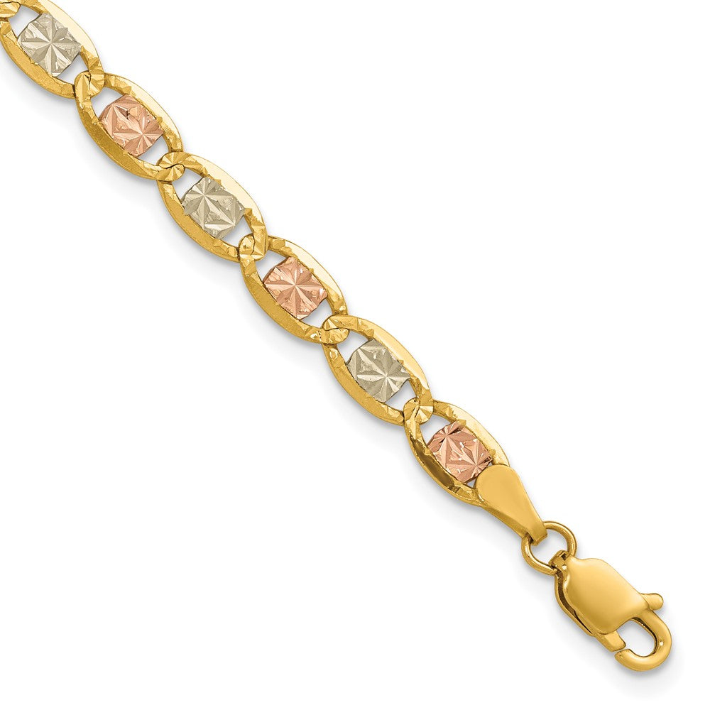 14k 4.65mm Tri-color Gold Pavé Valentino Chain