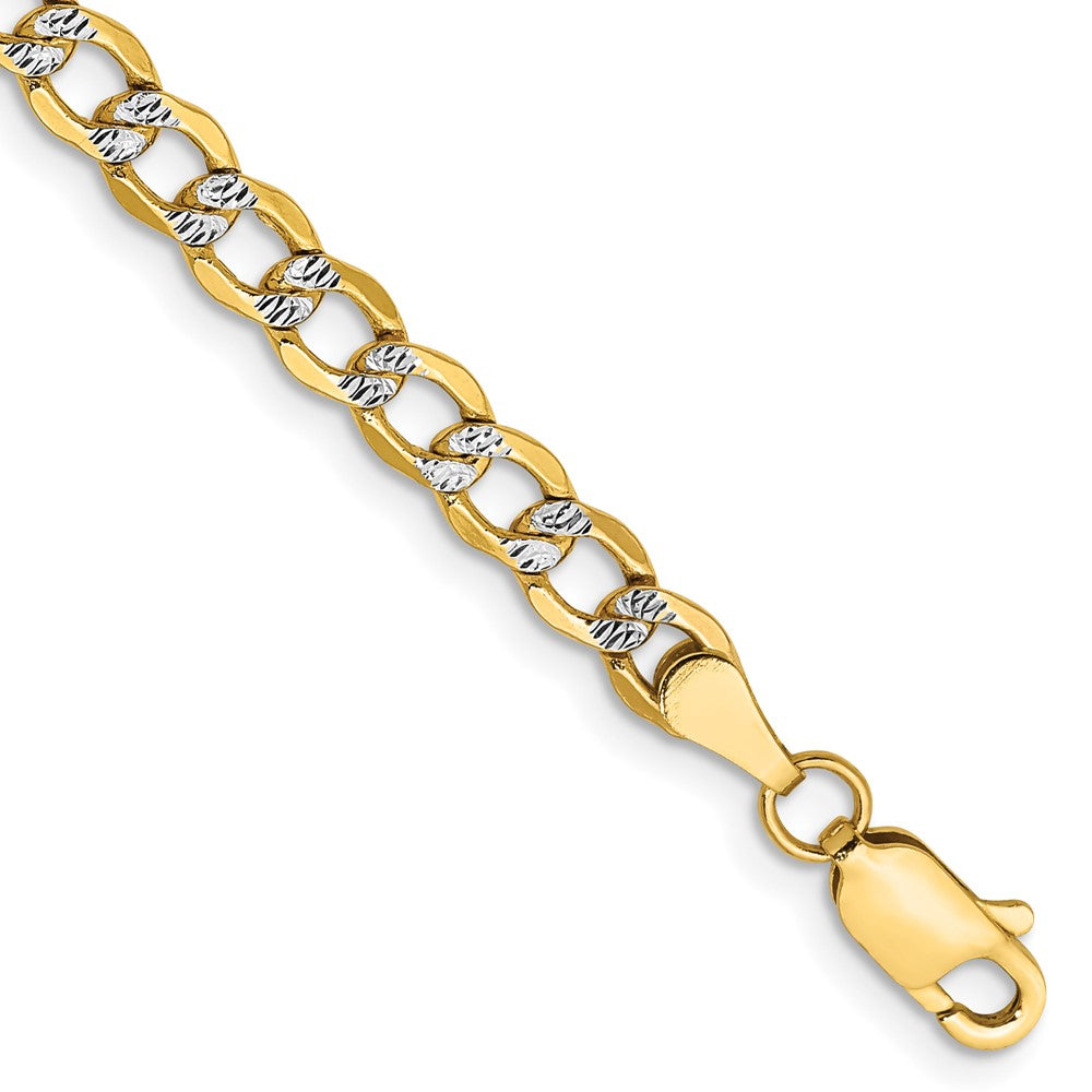 14k 4.3mm Semi-solid with Rhodium Pavé Curb Chain