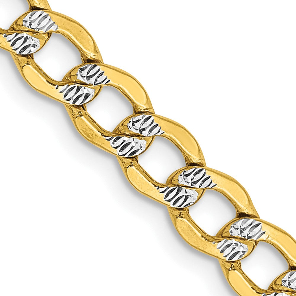 14k 5.2mm Semi-solid with Rhodium Pavé Curb Chain