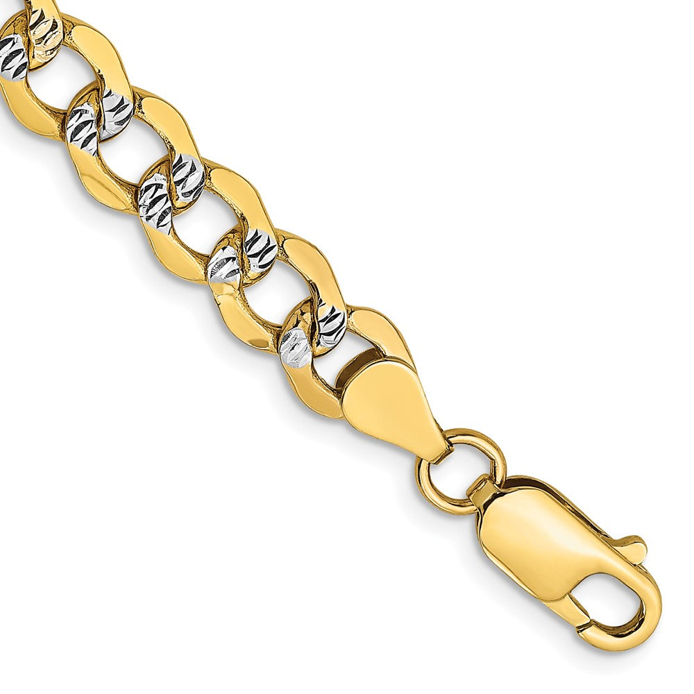 14k 6.75mm Semi-solid with Rhodium Pavé Curb Chain