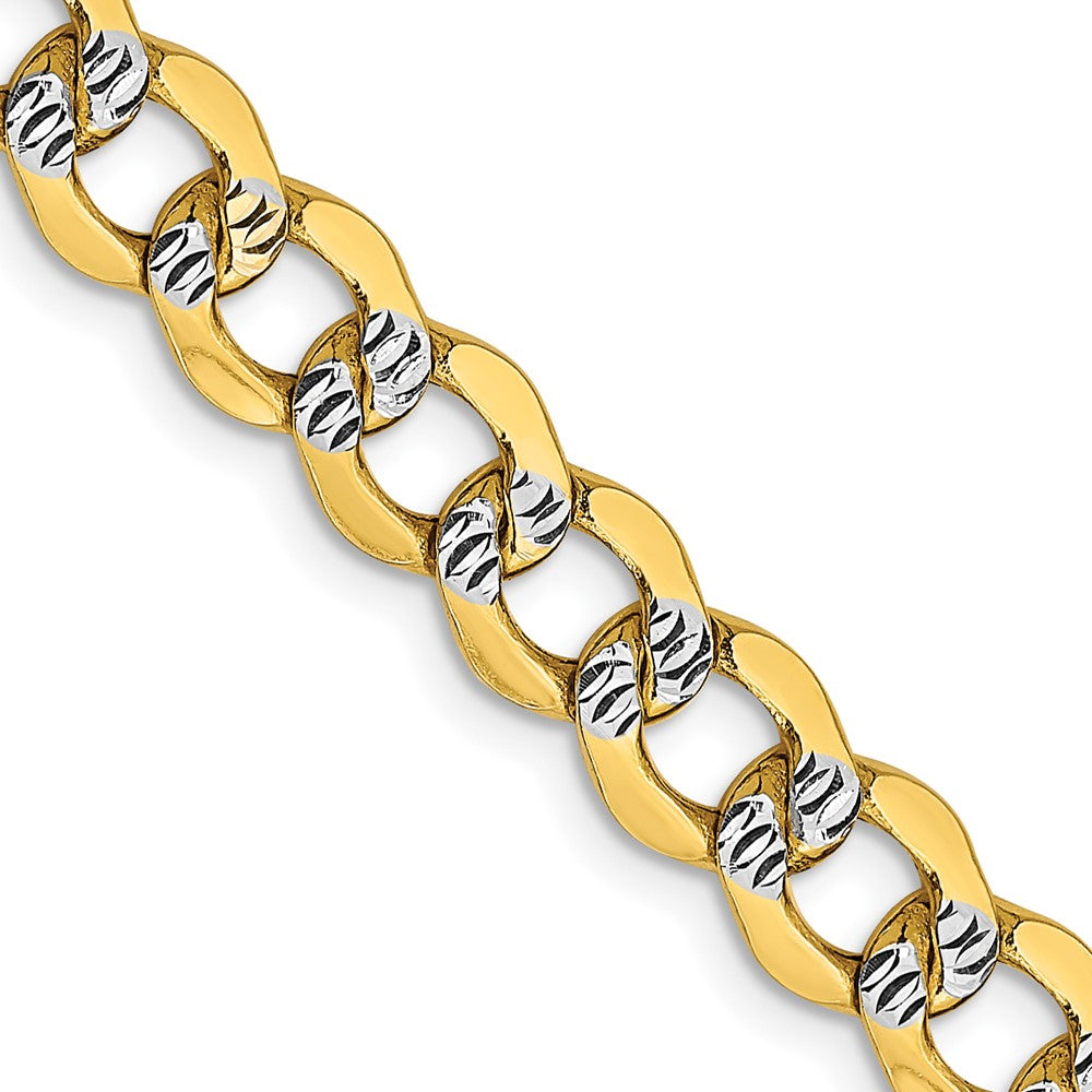 14k 6.75mm Semi-solid with Rhodium Pavé Curb Chain