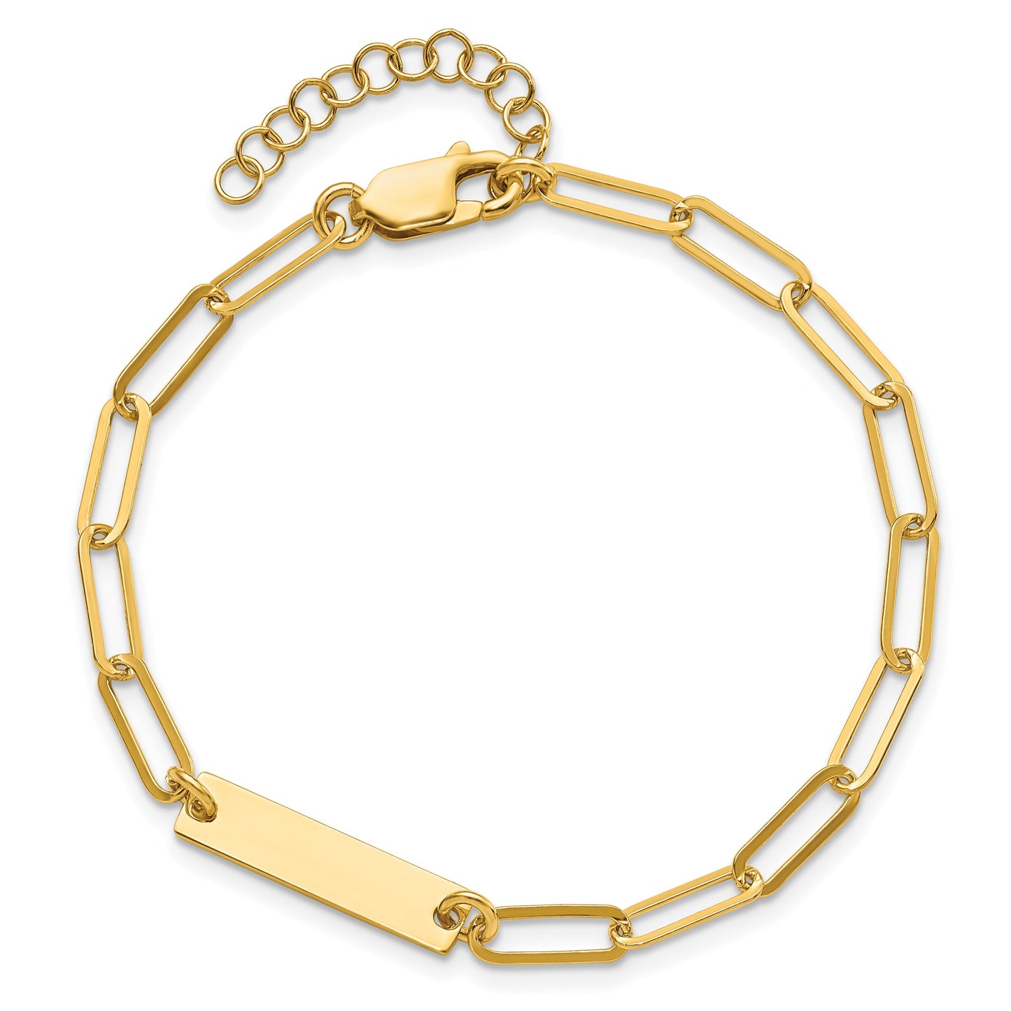 Sterling Silver Gold-plated Polished ID w/ 1.25in ext. Bracelet