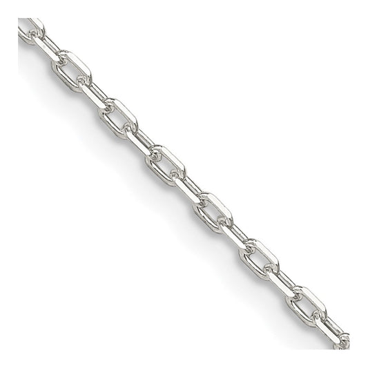 Sterling Silver 1.65mm Diamond-cut Long Link Cable Chain w/2in ext.