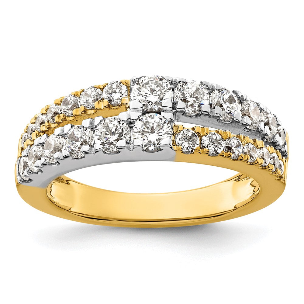 14k Two-tone 1 1/4 ct Lab Grown Dia VS/SI+ G+ Complete Double Row Band