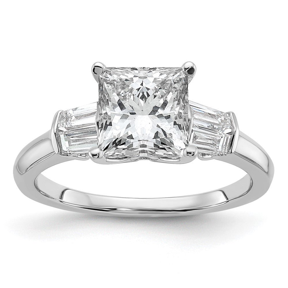 14kw 1/2ct LabGrown Dia VS+ F+ 1 1/2ct Center Princess Semi 3Stone Eng Ring