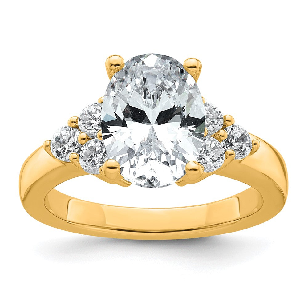 14k 3ct Cert Lab Grown Diamond VS/SI+ G+ Oval Comp 3 Stone Eng Ring