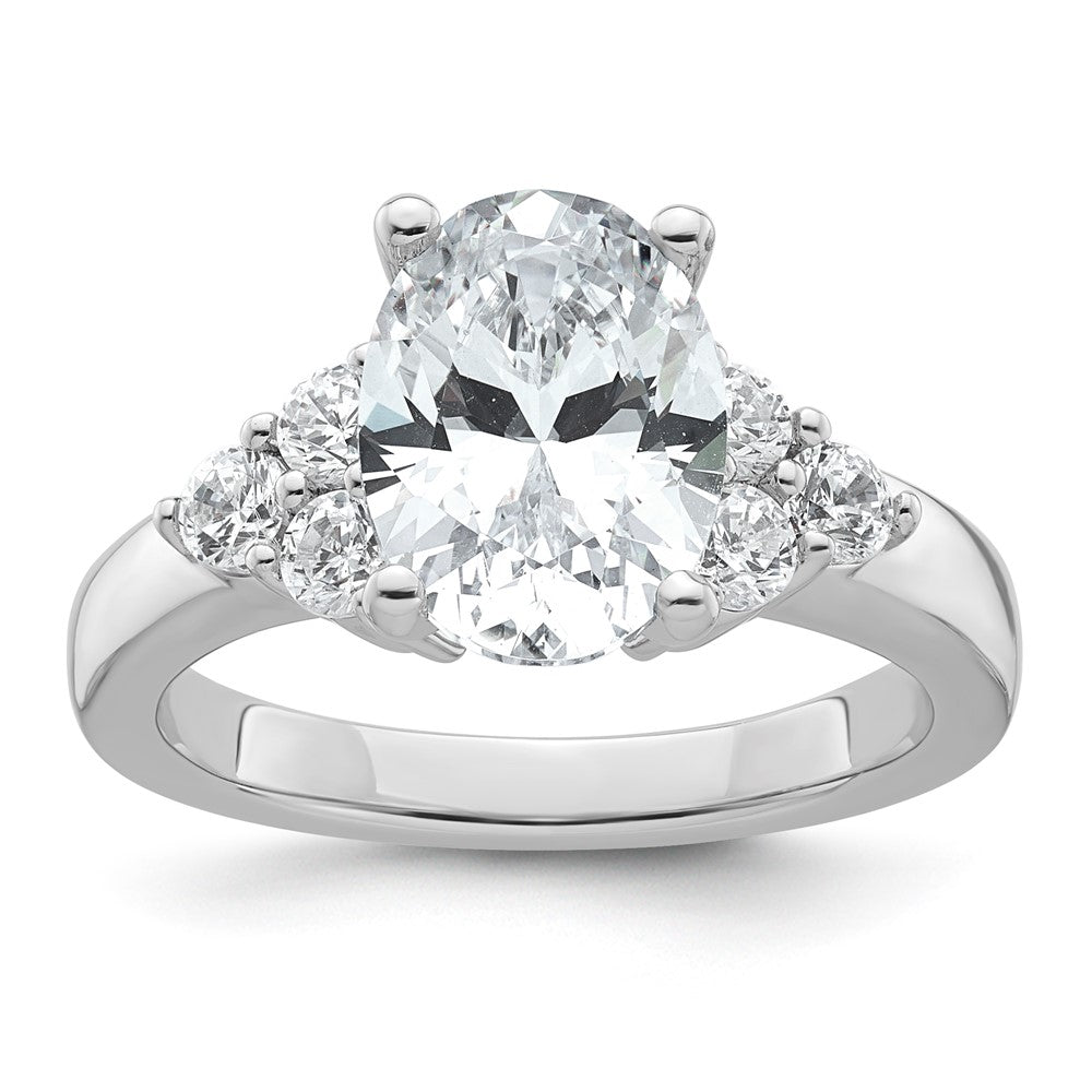 14kw 1/2ct Lab Grown Dia VS/SI+ G+ Round 2 1/2ct Oval Center Semi Eng Ring