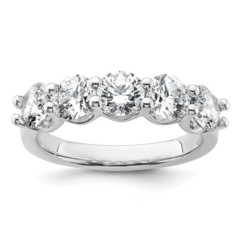 14k White Gold 2ct Lab Grown Dia VS+ F+ Comp 5 Stone Fashion Band
