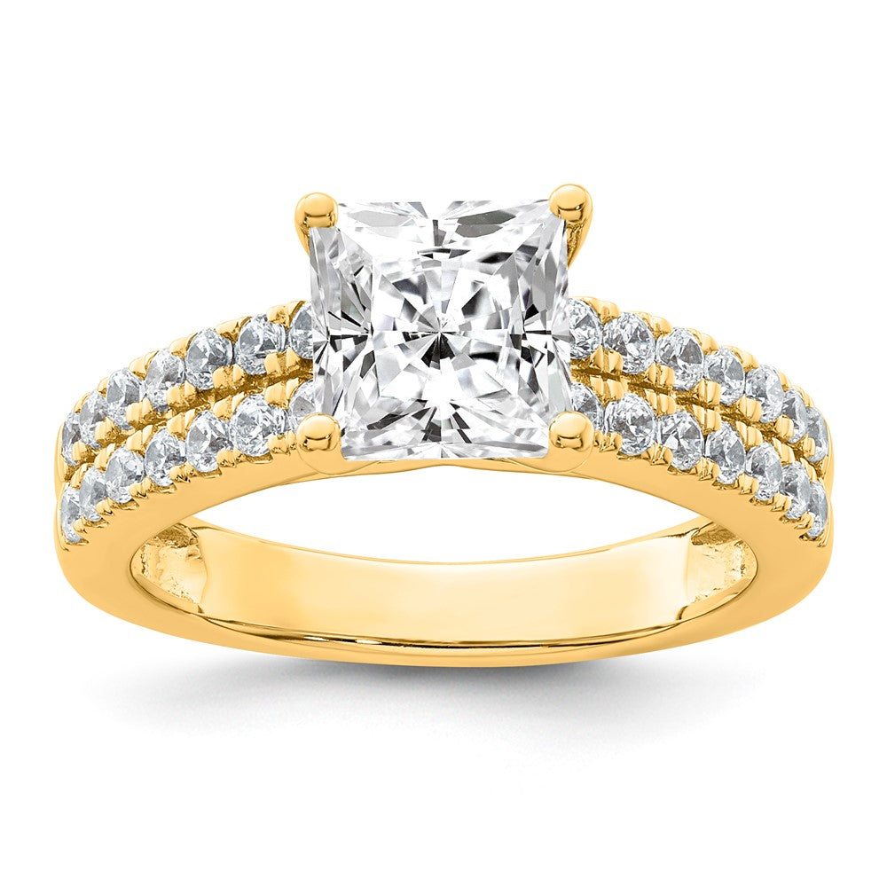 14k 2ct Certified Lab Grown Diamond VS/SI+ G+ Princess Comp Eng Ring