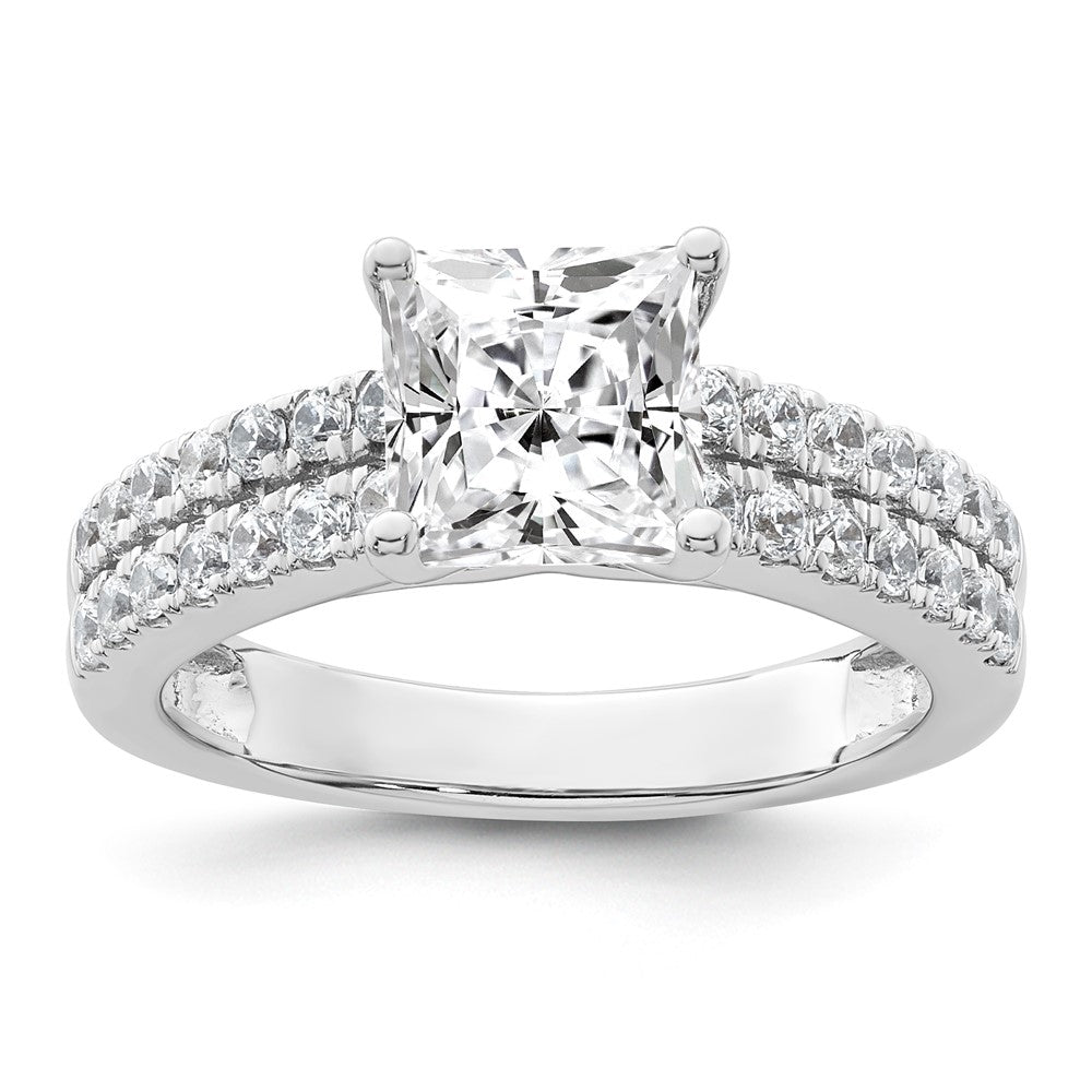 14kw 2ct Certified Lab Grown Diamond VS/SI+ G+ Princess Comp Eng Ring
