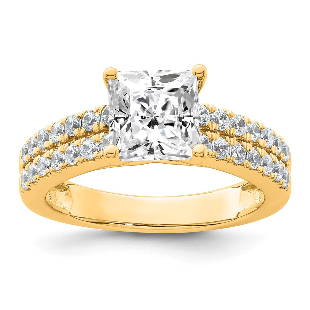 14k 1/2ct Lab Grown Dia VS/SI+ G+ 1 1/2ct Princess Center Semi Eng Ring