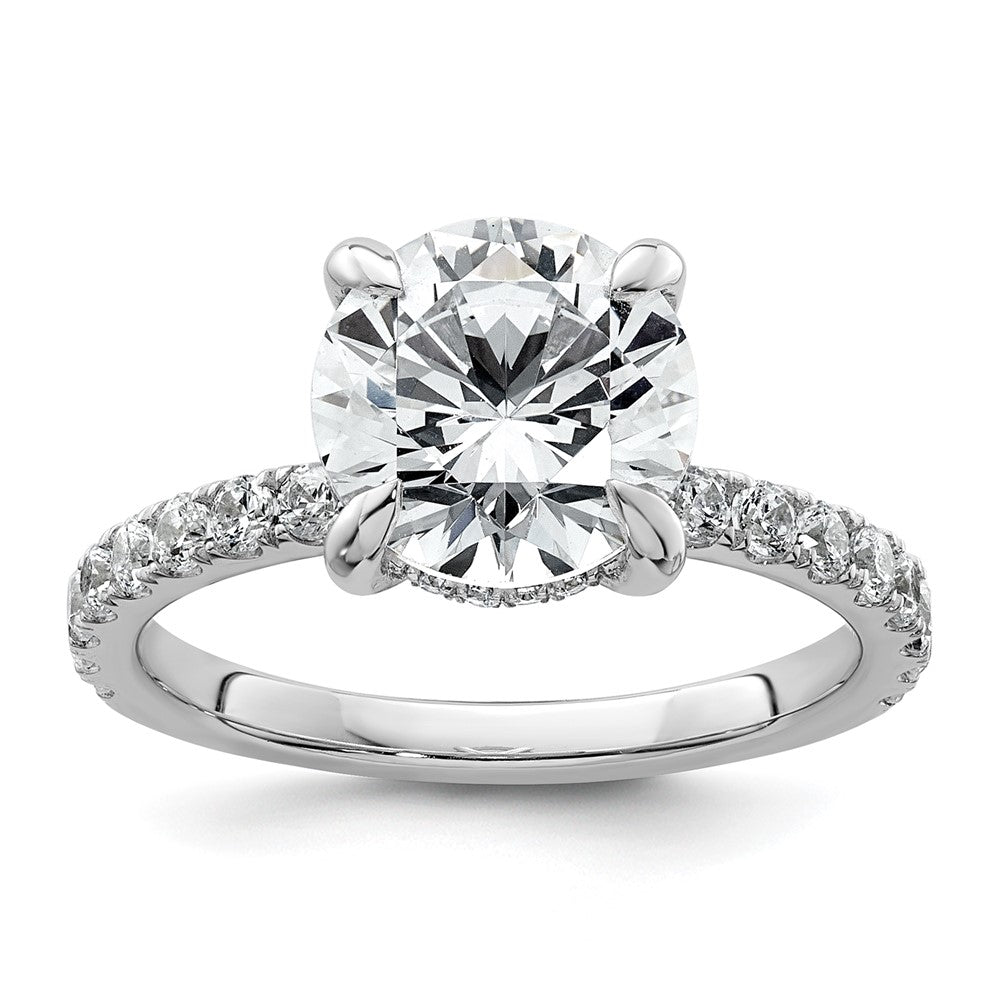 14kw 3 1/2ct Cert Lab Grown Diamond VS+ F+ Round Comp Solitaire Eng Ring