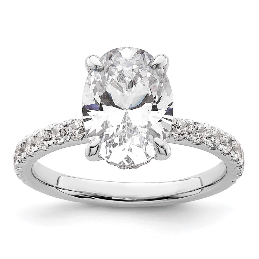 14kw 3 1/2ct Cert Lab Grown Diamond VS+ F+ Oval Comp Solitaire Eng Ring