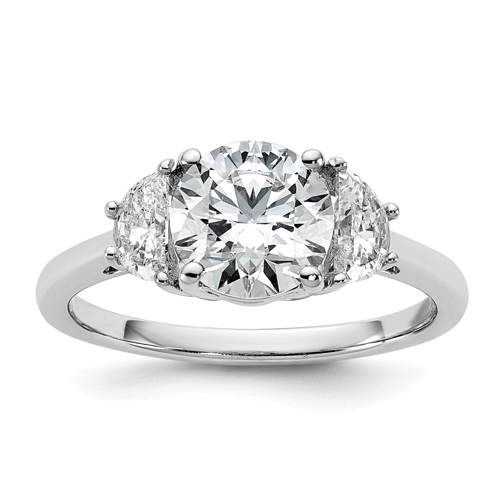 14kw 1/2ct Lab Grown Dia VS/SI+ G+ 1 1/2ct Round Semi 3 Stone Eng Ring