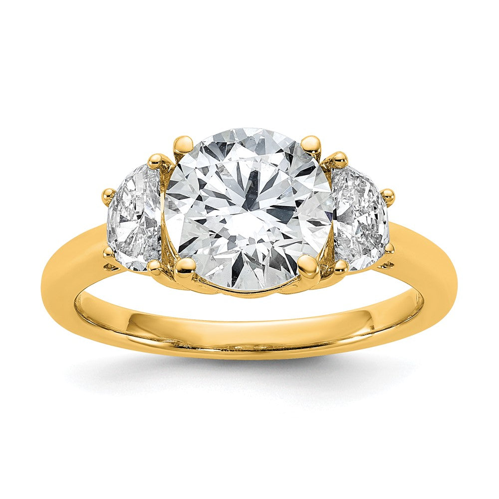 14k 2 1/2ct Cert Lab Grown Diamond VS+F+ Round Comp 3 Stone Eng Ring