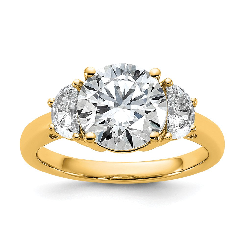 14k 5/8ct Lab Grown Diamond VS+ F+ 2 1/2ct Round Semi 3 Stone Eng Ring