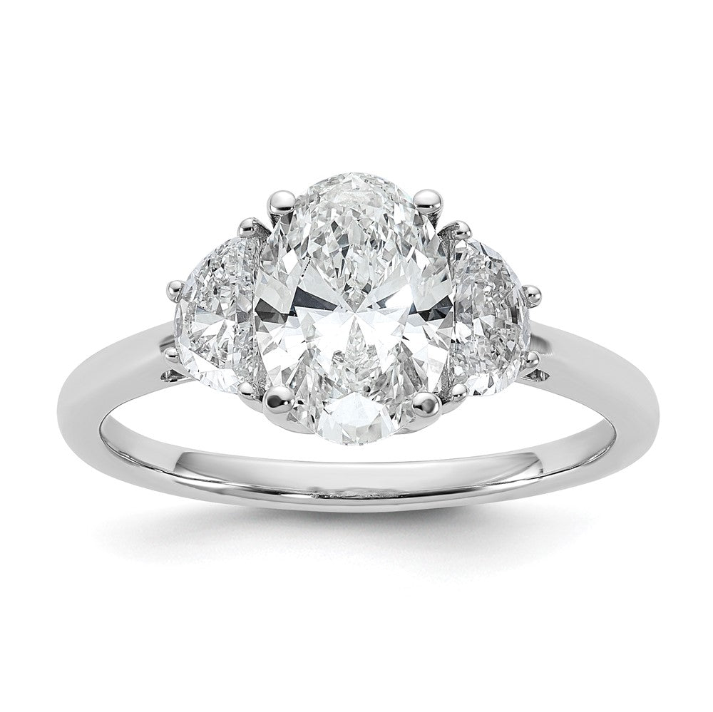14kw 1/2ct Lab Grown Dia VS/SI+ G+ 1/2 Moon&1 1/2ct Oval Semi Eng Ring
