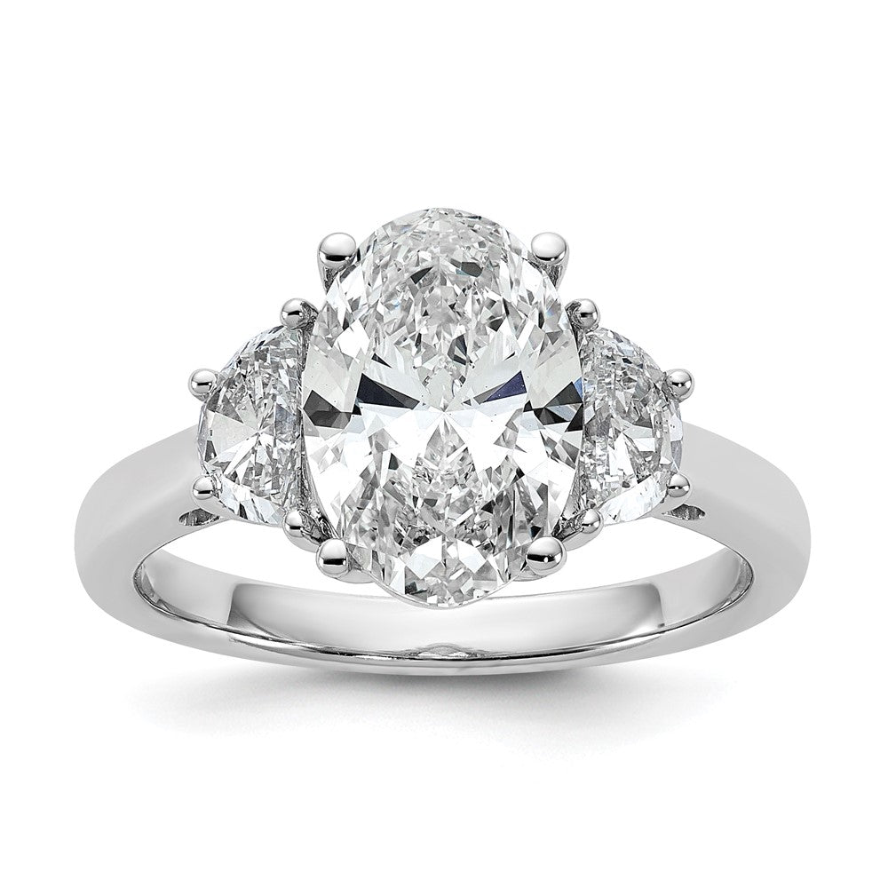 14kw 3 1/8ct Cert Lab Grown Dia VS/SI+ G+ Comp Oval&1/2 Moon Eng Ring