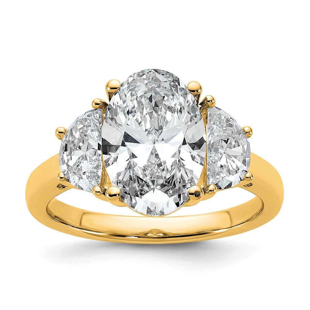 14k 1ct Lab Grown Dia VS/SI+ G+ Half Moon and 3ct Oval Semi Eng Ring