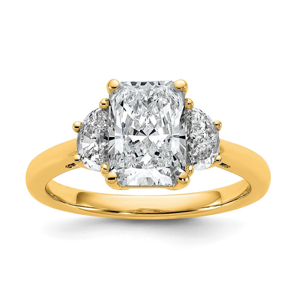 14k 1/2ct Lab Grown Diamond VS+ F+ 1/2 Moon 2ct Radiant Semi Eng Ring