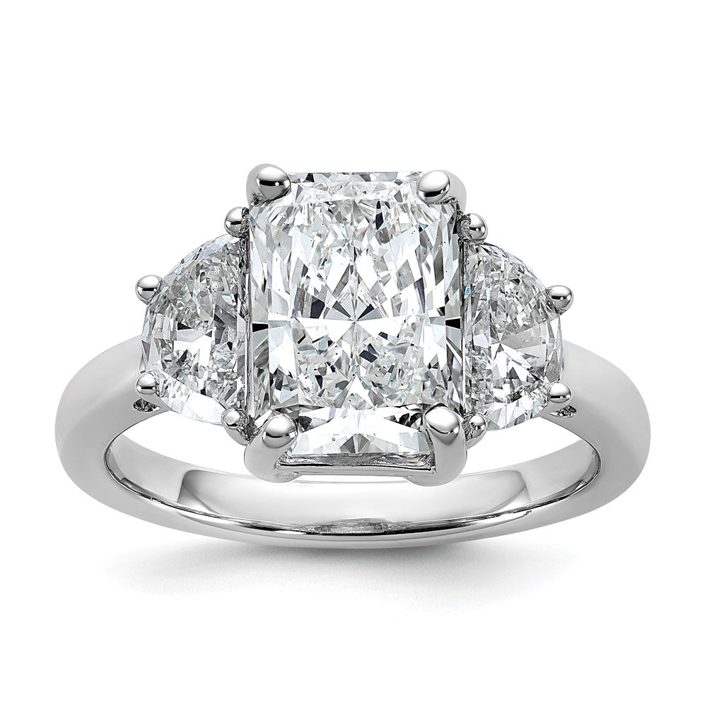 14kw 4ct Cert Lab Grown Diamond VS+ F+ Radiant&1/2 Moon Comp Eng Ring