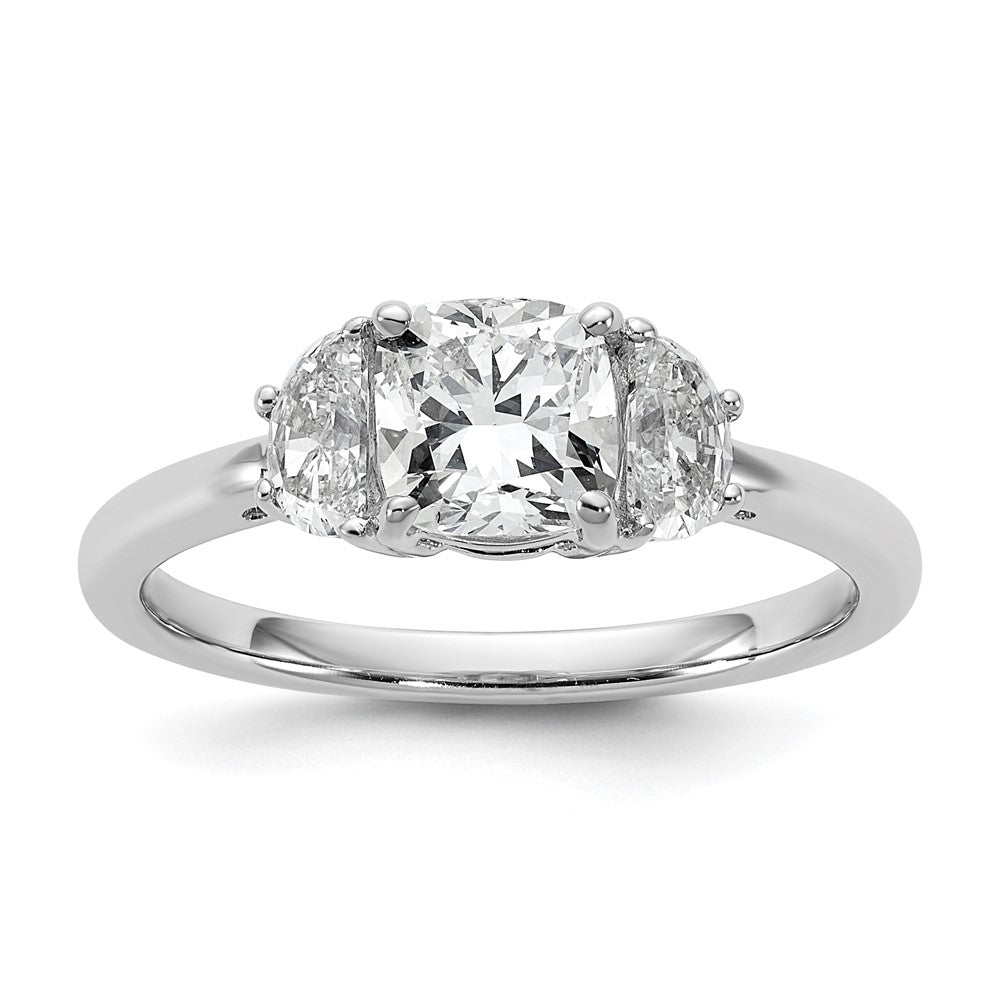 14kw 1 3/8ct Cert Lab Grown Dia VS/SI+ G+ Comp Cushion&Half Moon Eng Ring
