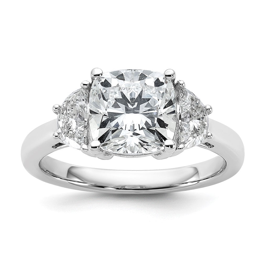 14kw 5/8ct Lab Grown Dia VS+ F+ Half Moon&2 1/2ct Cushion Semi Eng Ring