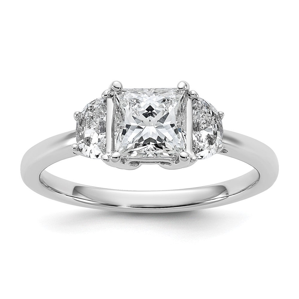 14kw 1 3/8ct Cert Lab Grown Dia VS/SI+ G+ Princess&1/2 Moon Comp Eng Ring