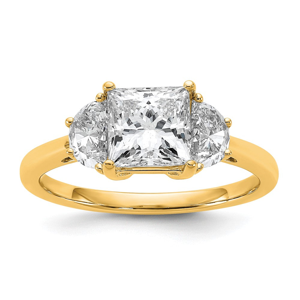 14k 2ct Cert Lab Grown Diamond VS/SI+ G+ Princess&1/2 Moon Comp Eng Ring