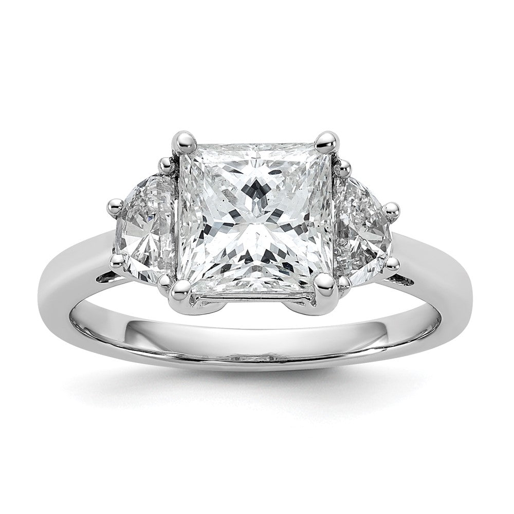 14kw 2 1/2ct Cert Lab Grown Dia VS+ F+ Princess&1/2 Moon Comp Eng Ring