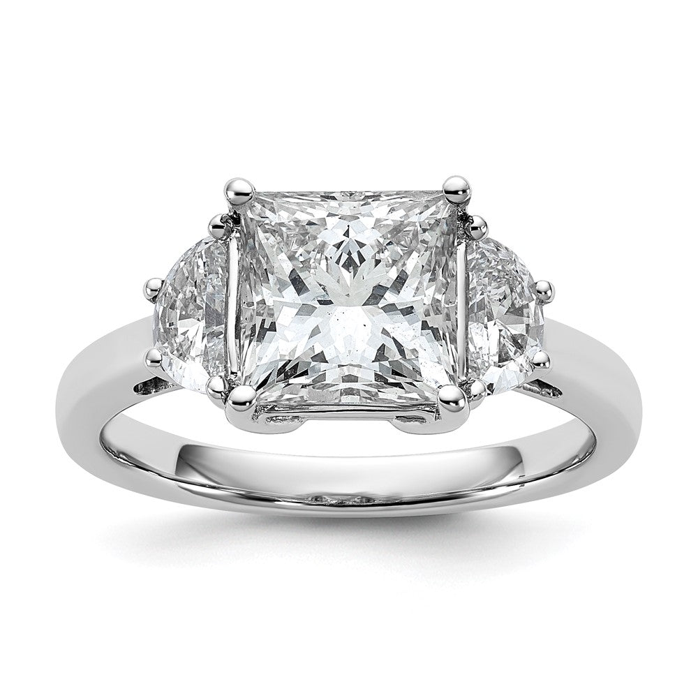 14kw 3 1/8ct Cert Lab Grown Dia VS+ F+ Princess&1/2 Moon Comp Eng Ring
