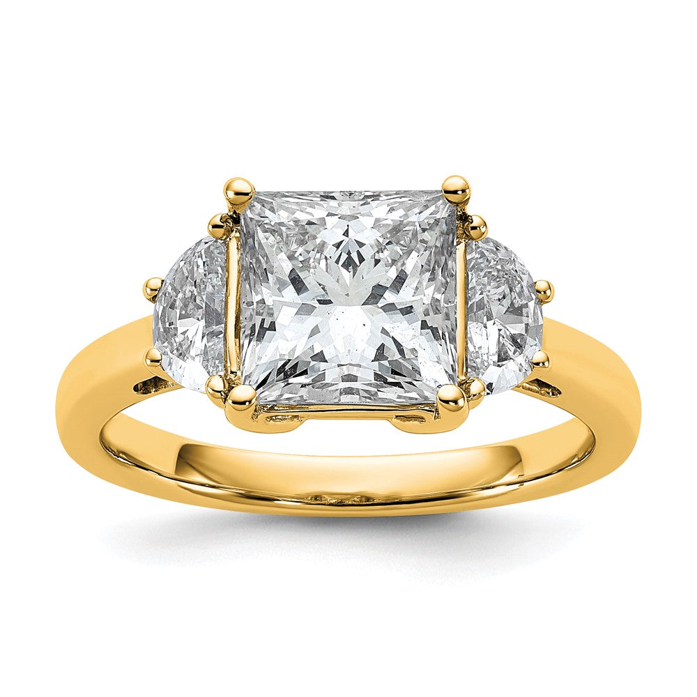 14k 5/8ct Lab Grown Dia VS/SI+ G+ 1/2 Moon 2 1/2ct Princess Semi Eng Ring