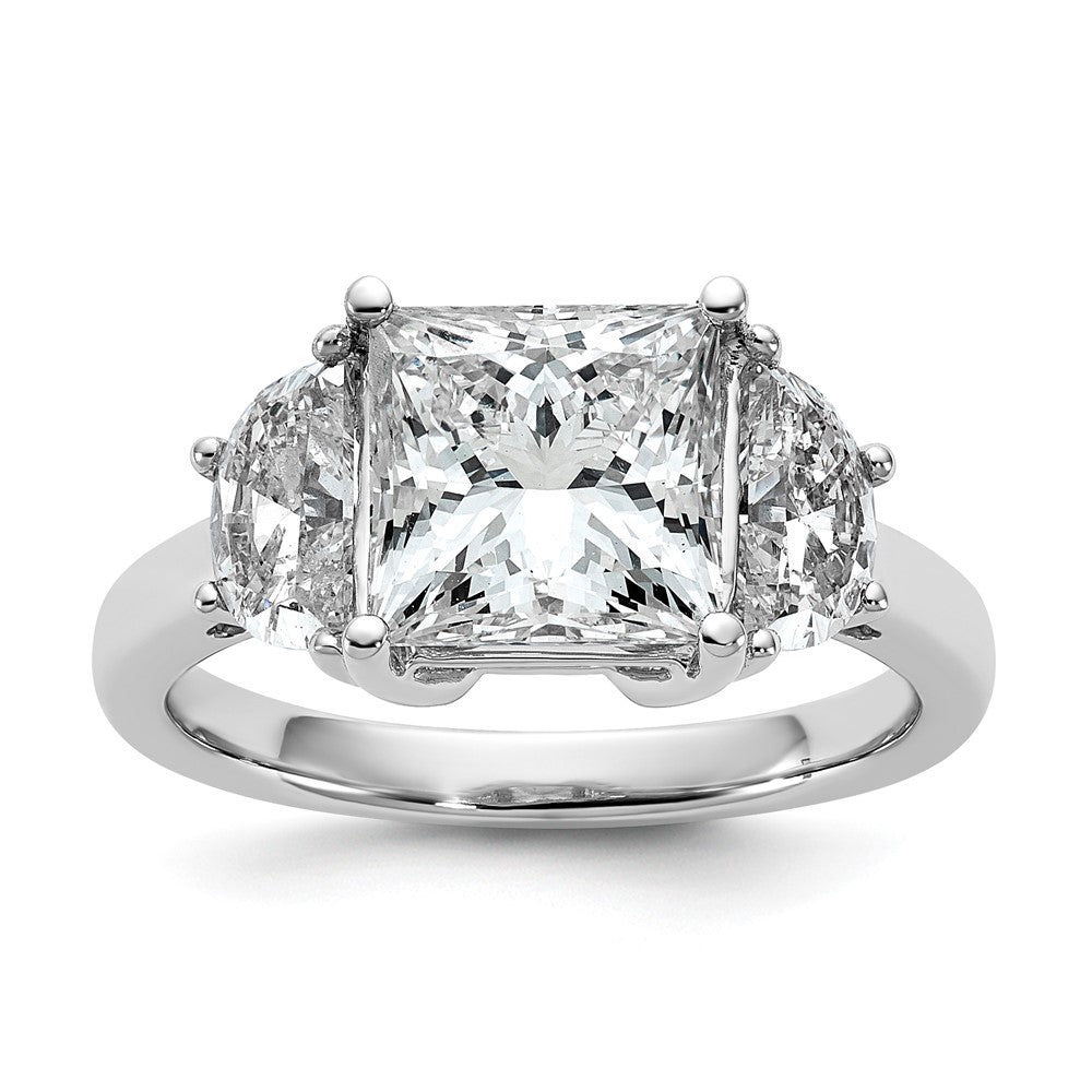 14kw 1ct Lab Grown Diamond VS+ F+ 1/2 Moon 3ct Princess Semi Eng Ring