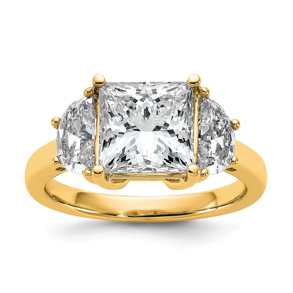 14k 1ct Lab Grown Diamond VS+ F+ 1/2 Moon 3ct Princess Semi Eng Ring