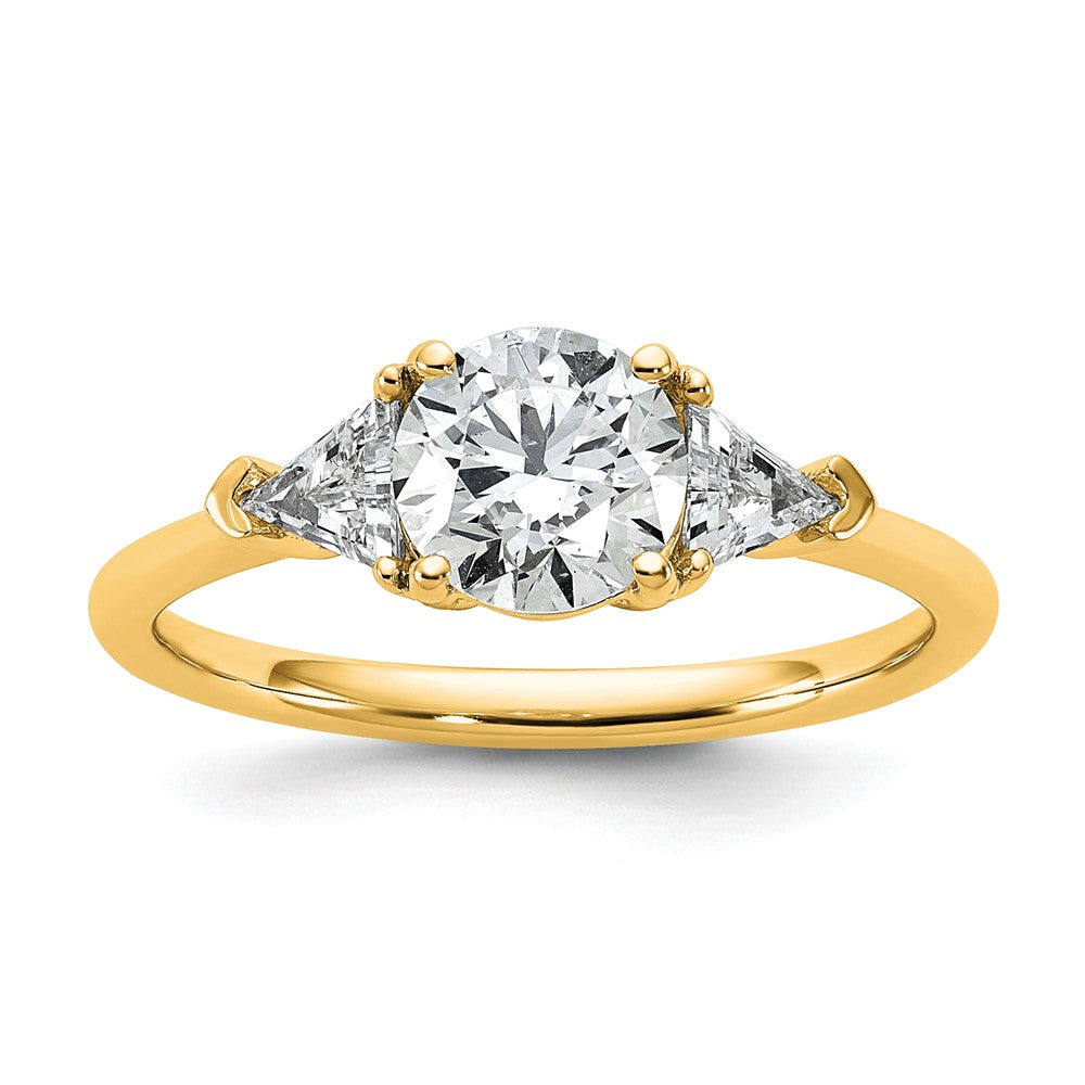 14k 1/2ct Lab Grown Diamond VS+ F+ 1ct Round Semi 3 Stone Eng Ring