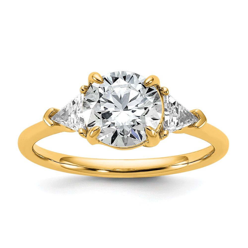 14k 1/2ct Lab Grown Diamond VS+ F+ 1 1/2ct Round Semi 3 Stone Eng Ring