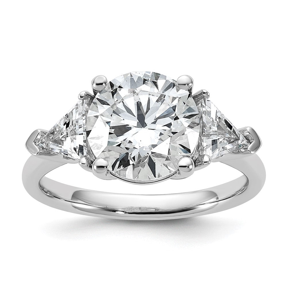 14kw 1 1/8ct Lab Grown Diamond VS+ F+ 3ct Round Semi 3 Stone Eng Ring