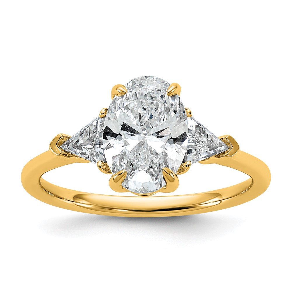 14k 2ct Cert Lab Grown Dia VS+ F+ Comp Oval&Trillion 3 Stone Eng Ring