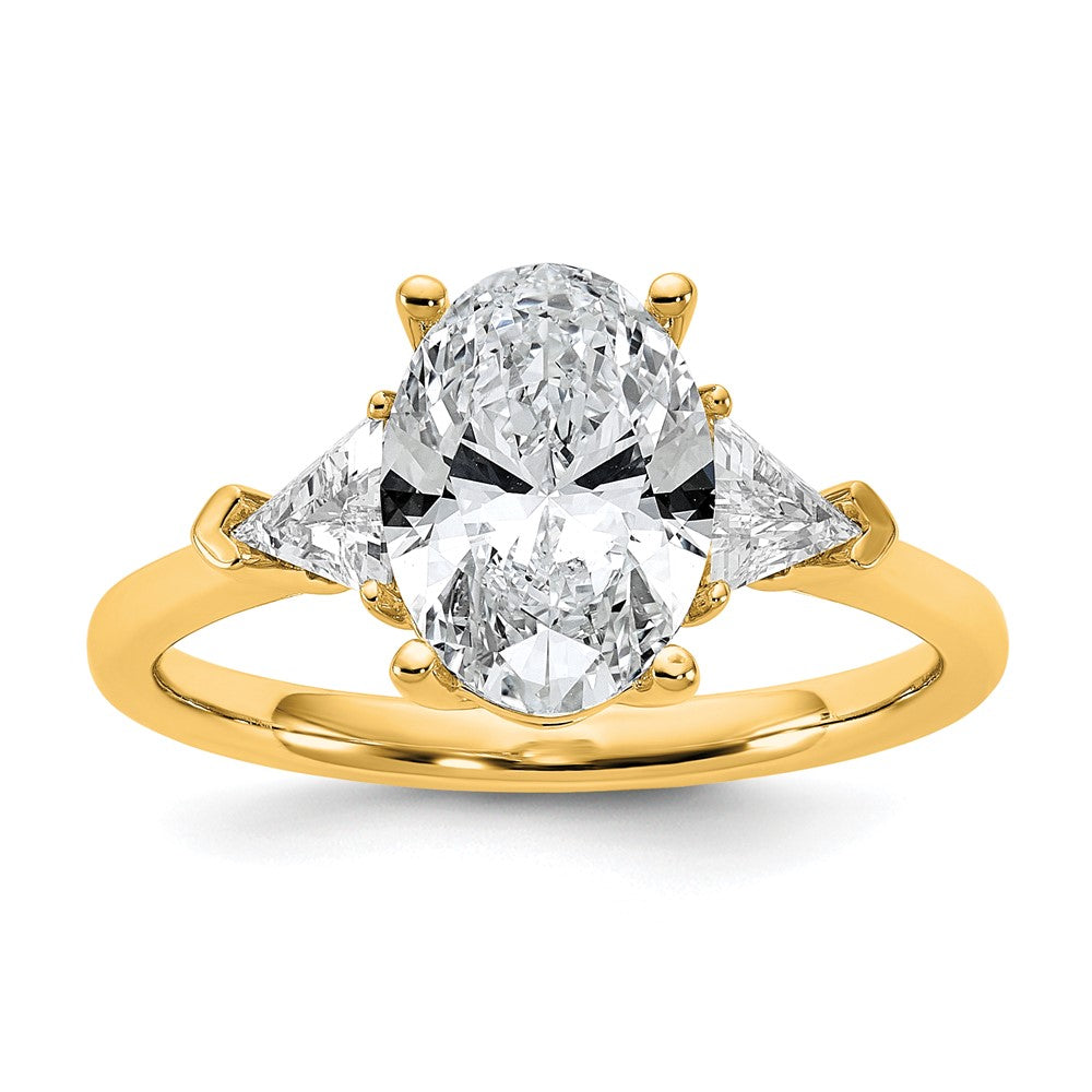 14k 2 1/2ct Cert Lab Grown Dia VS+ F+ Comp Oval&Trillion 3 Stone Eng Ring