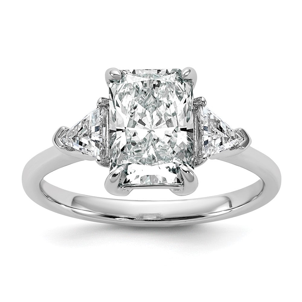 14kw 2 1/2ct Cert Lab Grown Dia VS+ F+ Radiant&Triangle Comp Eng Ring