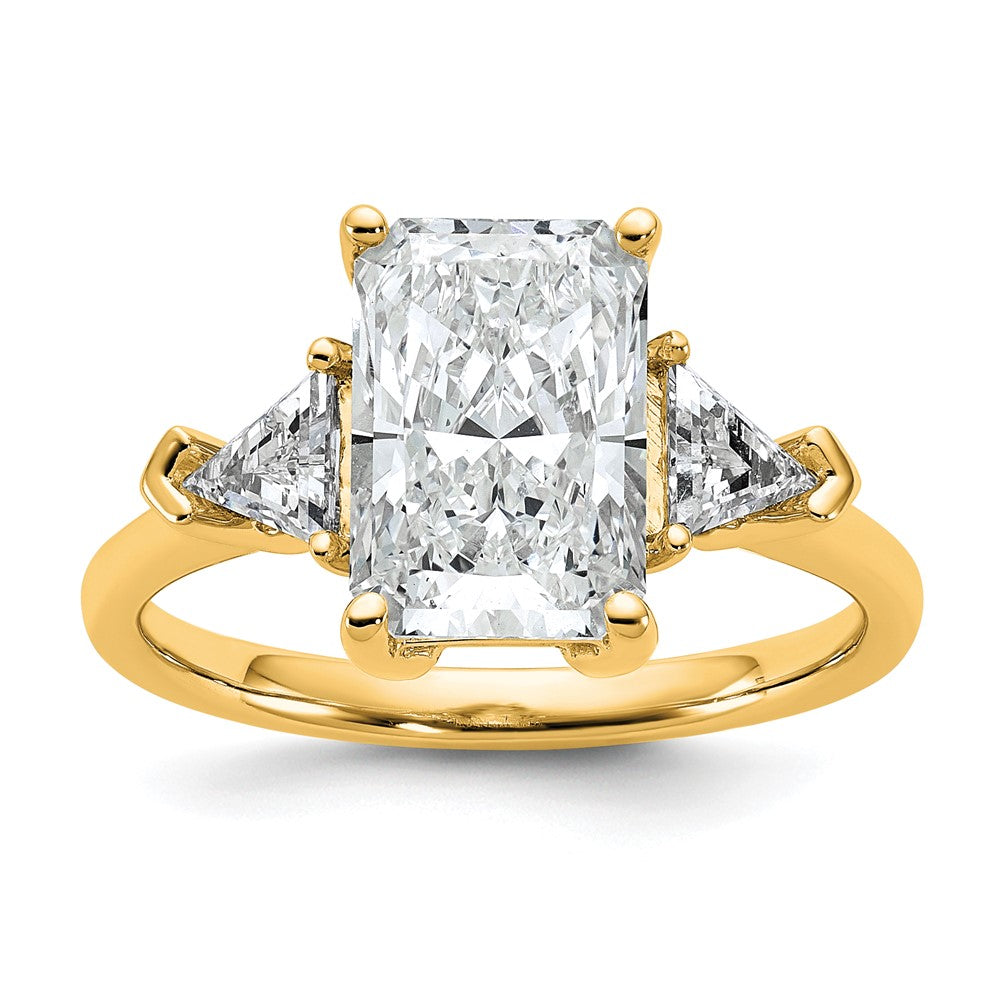 14k 5/8ct Lab Grown Diamond VS+ F+ Triangle 2 1/2ct Radiant Semi Eng Ring