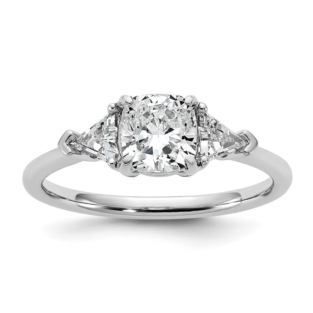 14kw 1 1/2ct Cert Lab Grown Dia VS/SI+ G+ Cushion&Triangle Comp Eng Ring