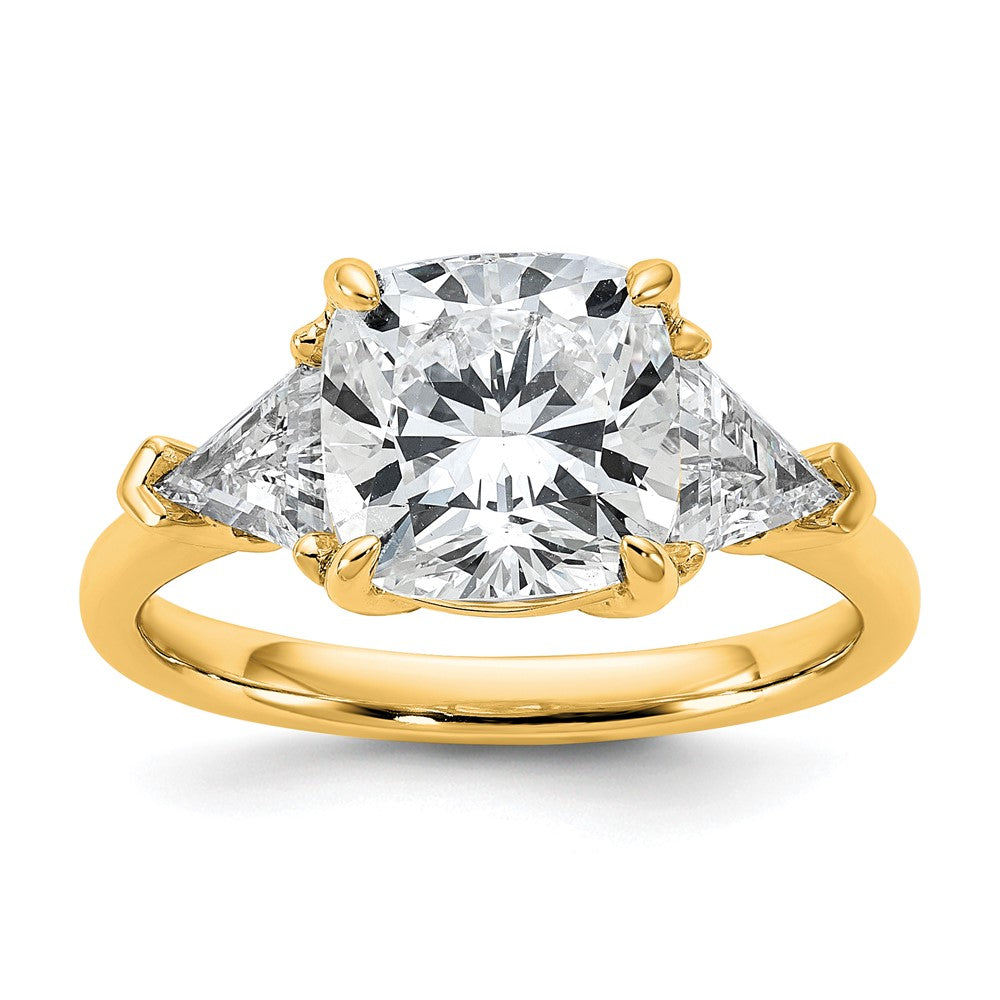 14k 4ct Cert Lab Grown Diamond VS+ F+ Cushion&Triangle Comp Eng Ring