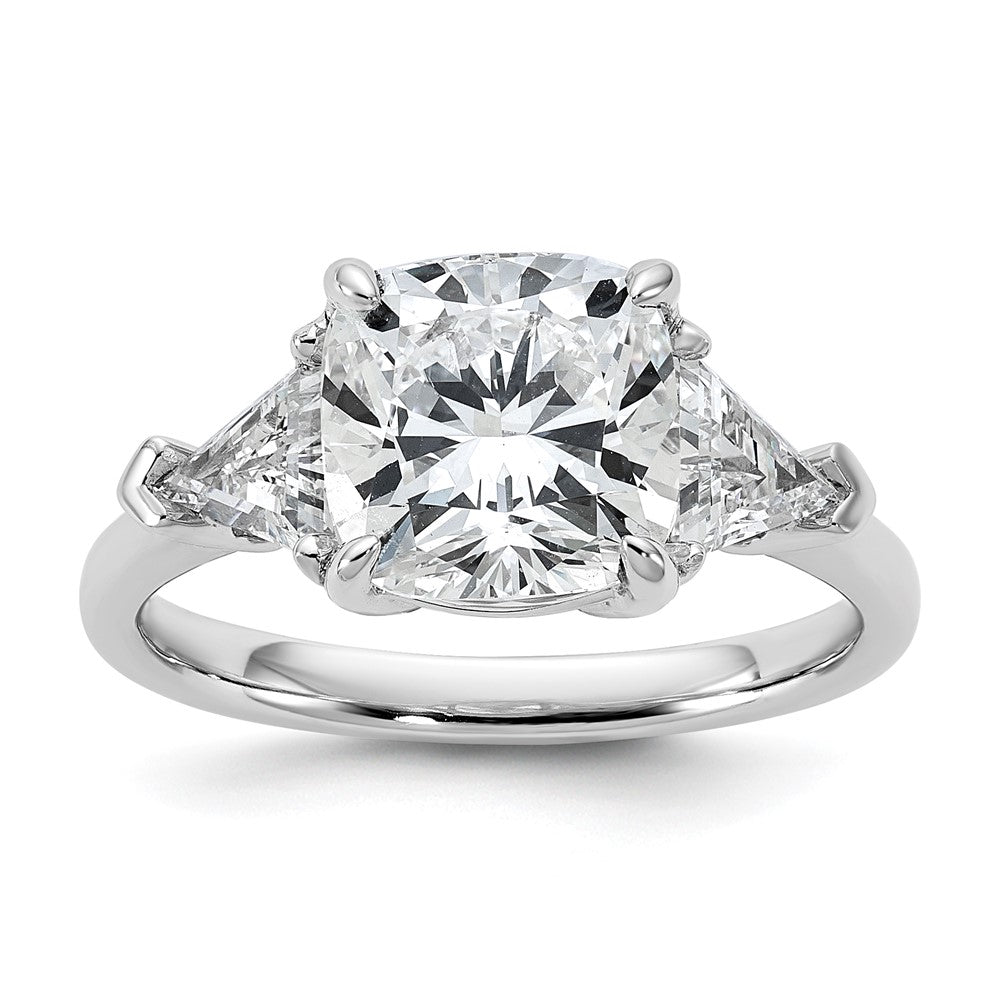 14kw 1ct Lab Grown Dia VS/SI+ G+ Triangle 3ct Cushion Semi Eng Ring