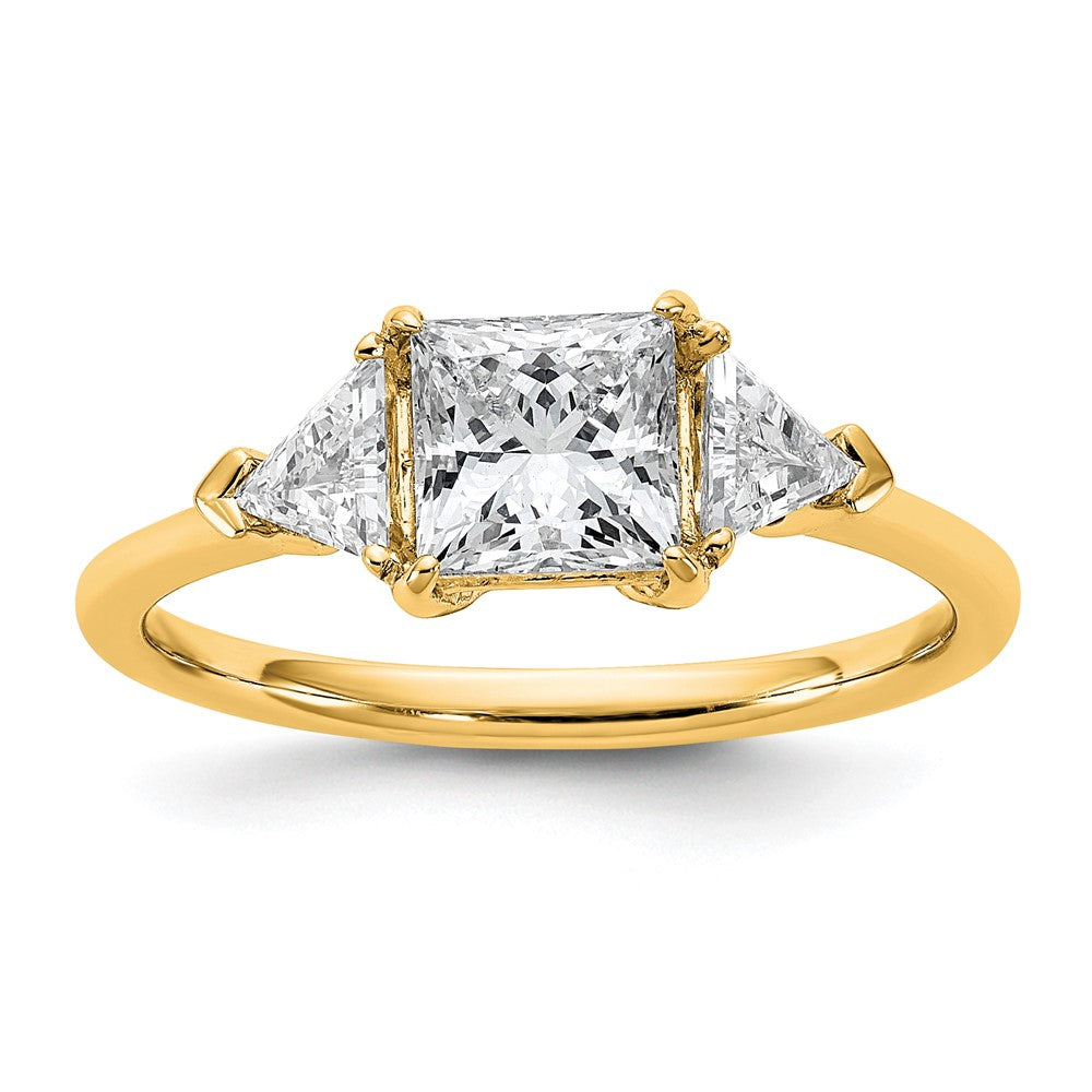 14k 1/2ct Lab Grown Diamond VS/SI+ G+ Trillion&1ct Princess Semi Eng Ring