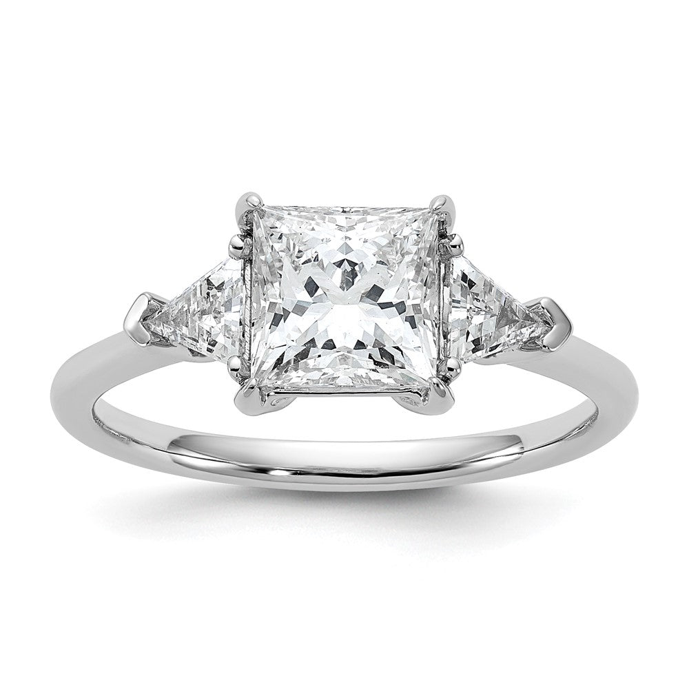 14kw 1/2ct Lab Grown Dia VS/SI+ G+ Trillion/1 1/2ct Princess Semi Eng Ring