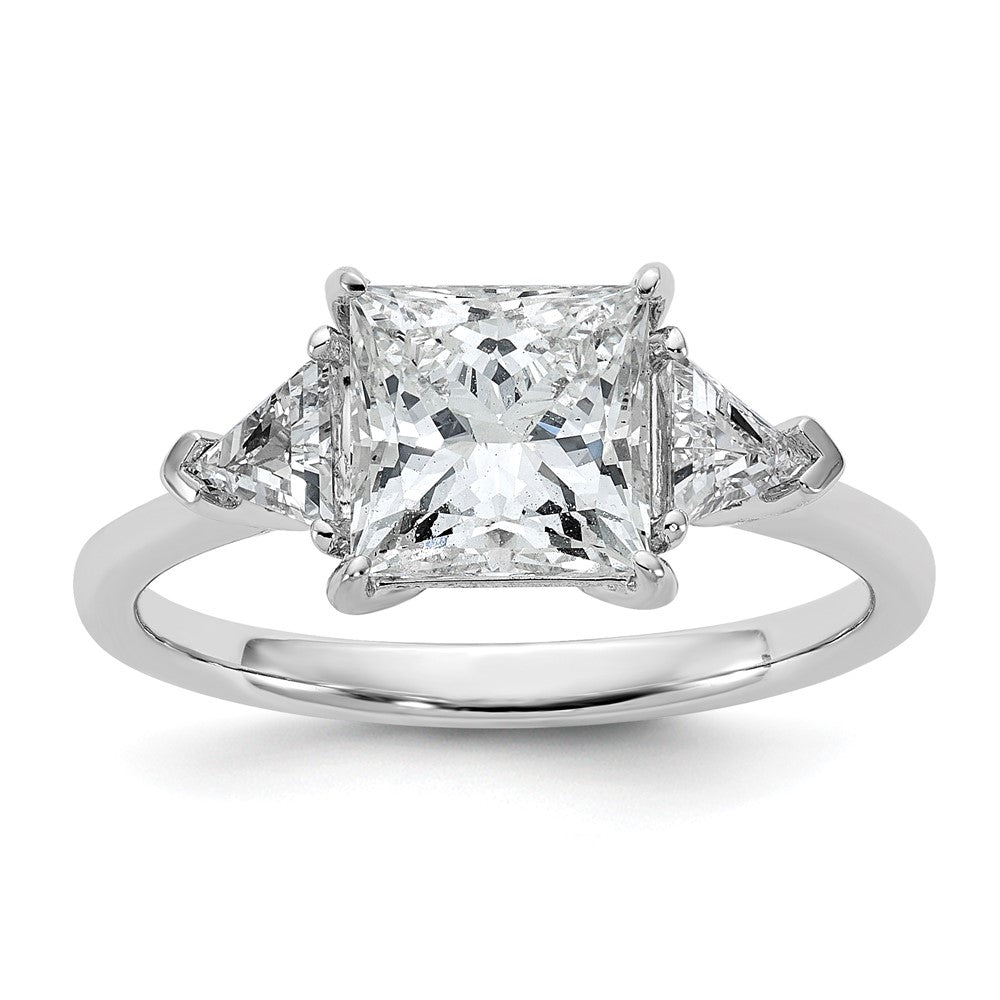 14kw 1/2ct Lab Grown Diamond VS+ F+ Trillion/2ct Princess Semi Eng Ring