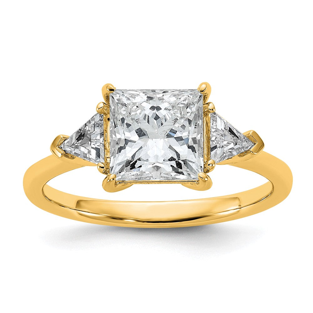 14k 1/2ct Lab Grown Dia VS+ F+ Trillion/2ct Princess Center Semi Eng Ring